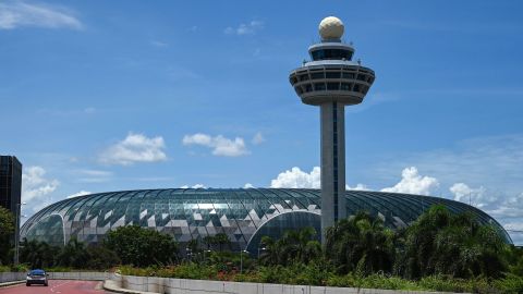 A general view shows the Changi Jewel dome and control tower of the Singapore Changi Airport in Singapore on September 3, 2021. (Photo by Roslan RAHMAN / AFP) (Photo by ROSLAN RAHMAN/AFP via Getty Images)