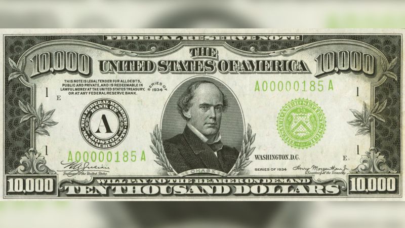Банкнота от 10 000 долара от ерата на Голямата депресия се продава за 480 000 долара на търг