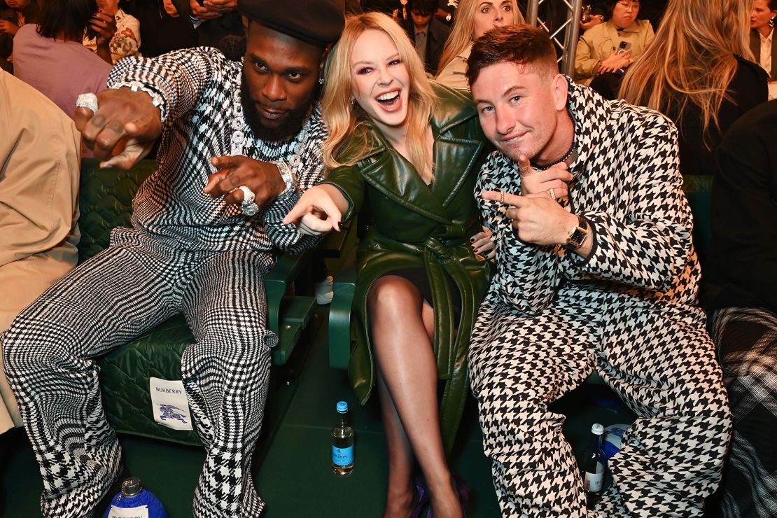 UK rapper Burna Boy, Kylie Minogue and "The Banshees of Inisherin" actor Barry Keoghan spotted front row at Burberry.