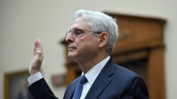 US Attorney General Merrick Garland is sworn in before testifying at a hearing of the House Committee on the Judiciary oversight of the US Department of Justice, on Capitol Hill in Washington, DC, September 20, 2023.