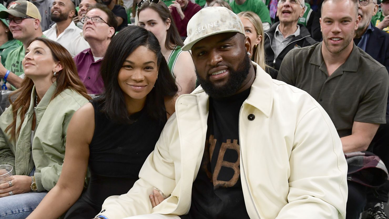 BOSTON, MA - MAY 17: Chanel Iman and Davon Godchaux attend a game between the Miami Heat  and the Boston Celtics during Game 1 of the Eastern Conference Finals 2023 NBA Playoffs on May 17, 2023 at the TD Garden in Boston, Massachusetts. NOTE TO USER: User expressly acknowledges and agrees that, by downloading and or using this photograph, User is consenting to the terms and conditions of the Getty Images License Agreement. Mandatory Copyright Notice: Copyright 2023 NBAE  (Photo by Brian Babineau/NBAE via Getty Images)