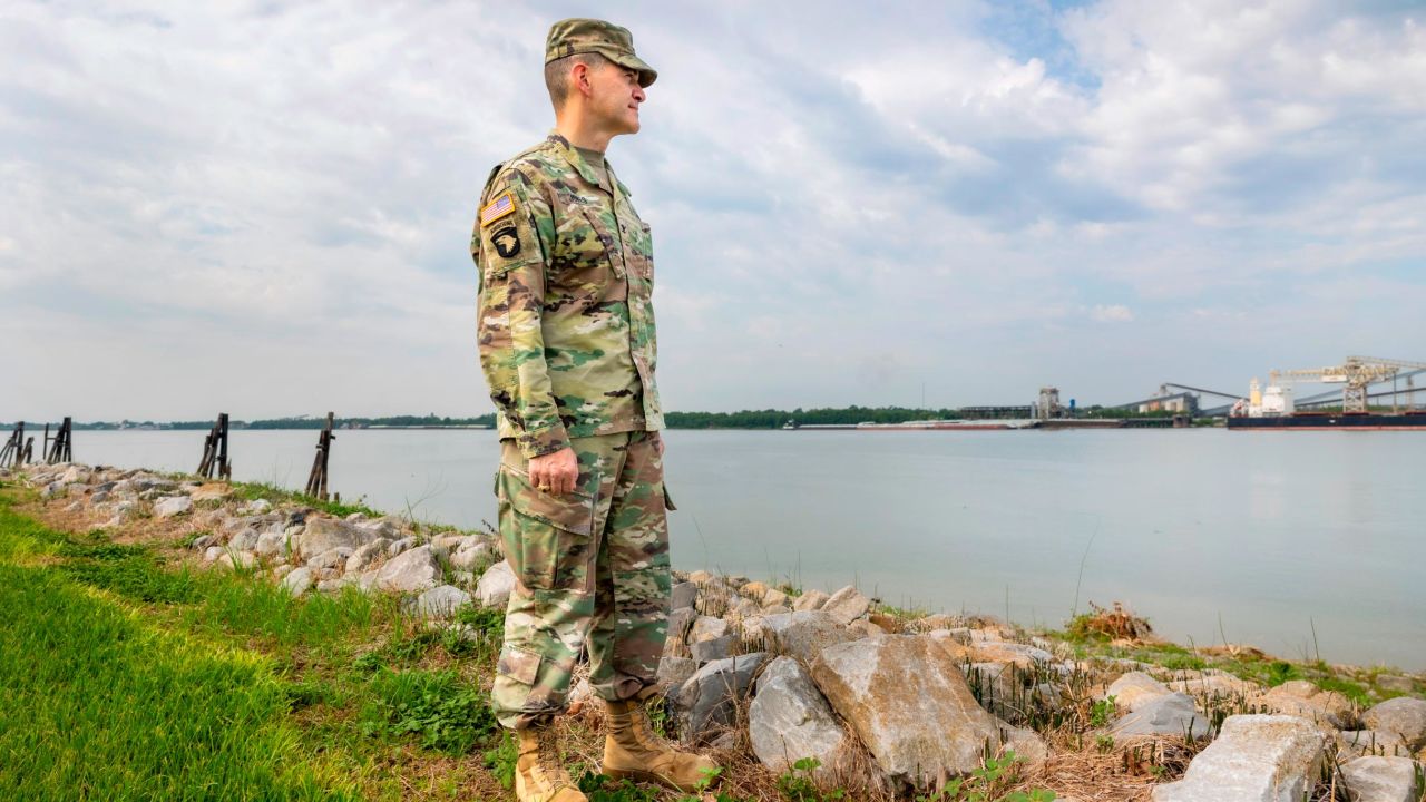 Colonel Cullen Jones, commander and district engineer for New Orleans District US Army Corps of Engineers, meets with the media to talk about the low river concerns in the Mississippi River on September 15.