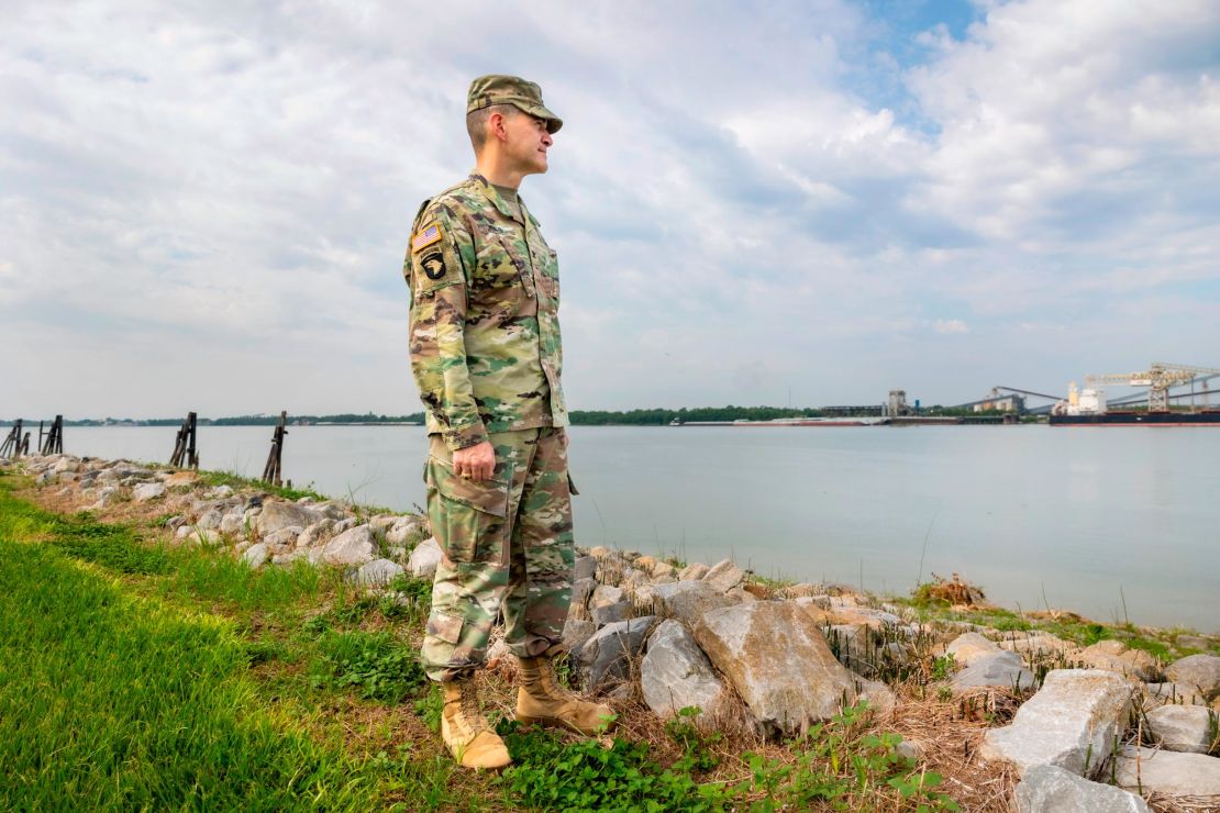 Colonel Cullen Jones, commander and district engineer for New Orleans District US Army Corps of Engineers, meets with the media to talk about the low river concerns in the Mississippi River on September 15.