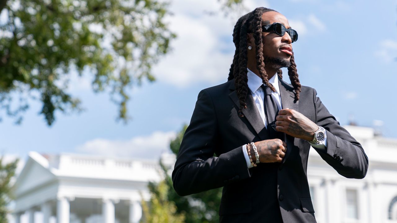 Quavo poses for a portrait at the White House in Washington, Wednesday, Sept. 20, 2023.