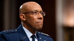 WASHINGTON - JULY 11: Chairman of the Joint Chiefs of Staff nominee General Charles Brown Jr., prepare to testify during his confirmation hearing in the Senate Armed Services Committee on Tuesday, July 11, 2023. (Bill Clark/CQ-Roll Call, Inc via Getty Images)