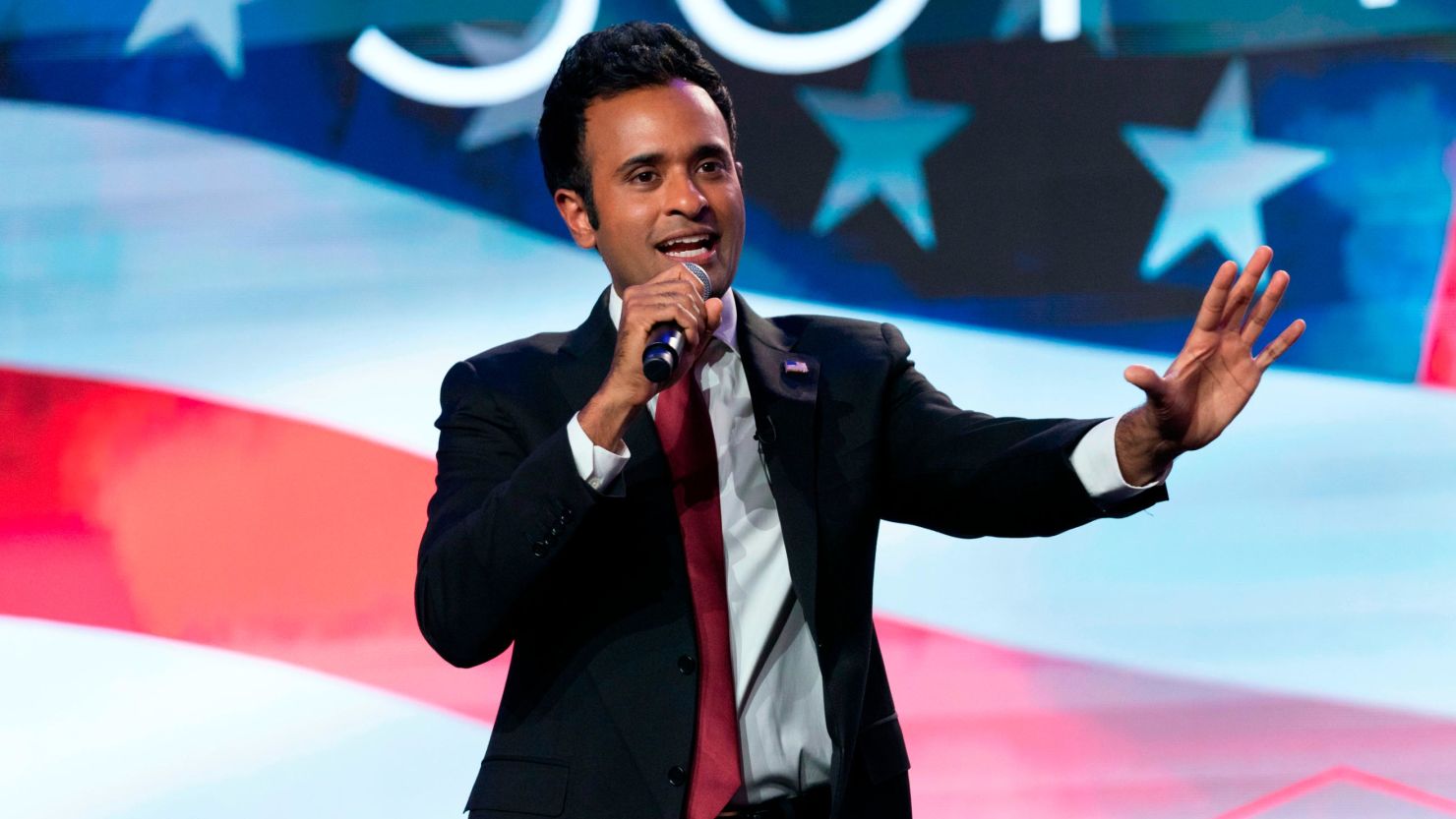 Republican presidential candidate Vivek Ramaswamy speaks during the Pray Vote Stand Summit on Friday, Sept. 15, 2023, in Washington. (AP Photo/Jose Luis Magana)