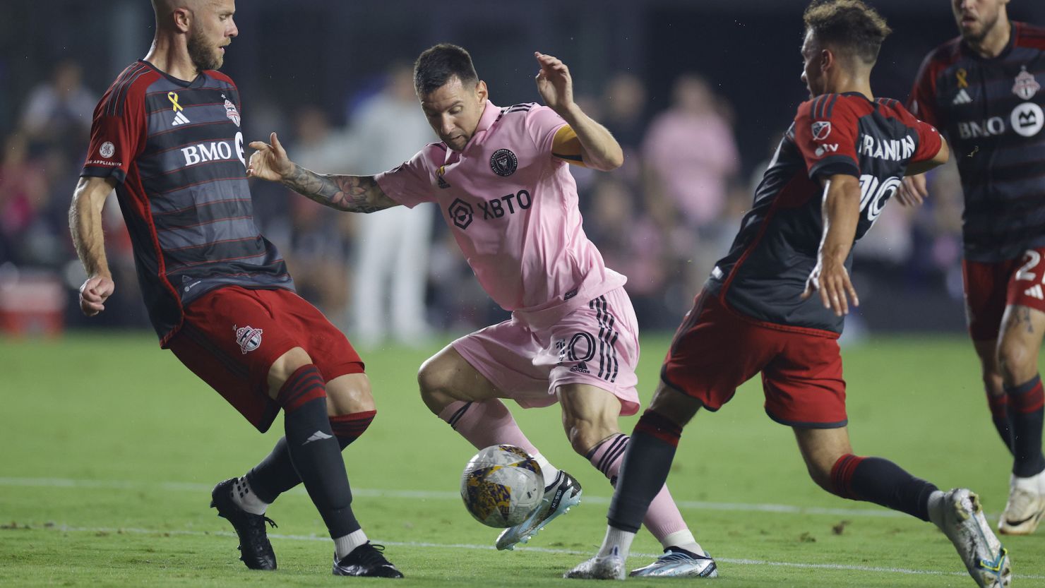 Inter Miami superstar Lionel Messi during the first half of Wednesday's match against Toronto FC at DRV PNK Stadium in Fort Lauderdale, Florida. 