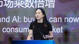 Meng Wanzhou, chief financial officer of Huawei Technologies Co., delivers a keynote speech at the MWC Shanghai event in Shanghai, China, on Wednesday, June 28, 2023. The Shanghai event is modeled after a bigger annual industry show in Barcelona. Photographer: Qilai Shen/Bloomberg