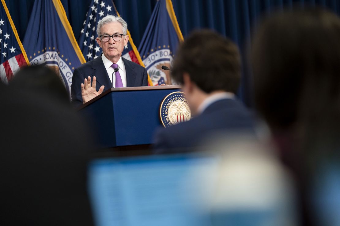 Jerome Powell, Federal Reserve chairman, speaks during a news conference in Washington DC on September 20, 2023.