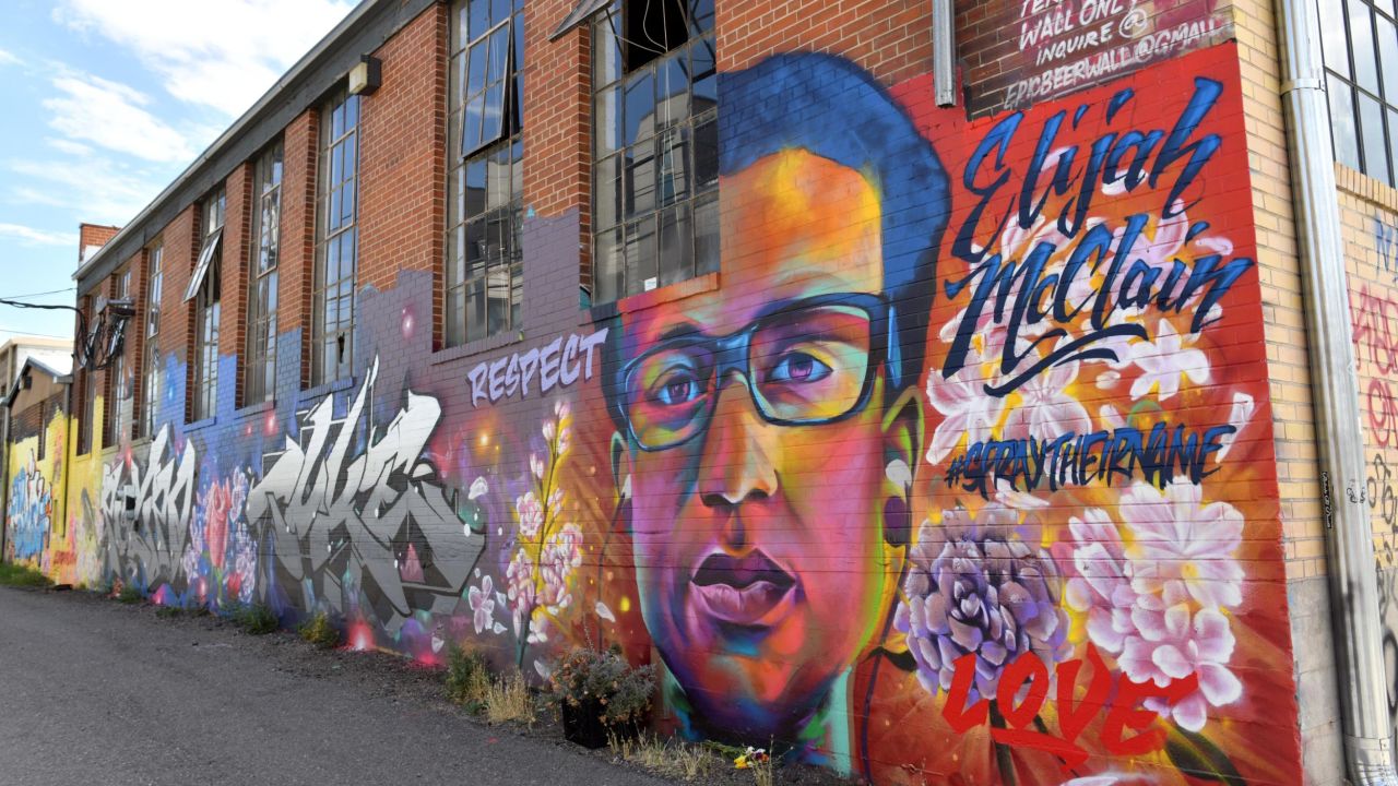 A mural of Elijah McClain, painted by Thomas "Detour" Evans, is seen on the back side of the Epic Brewing building in Denver, Colorado on June 25, 2020.