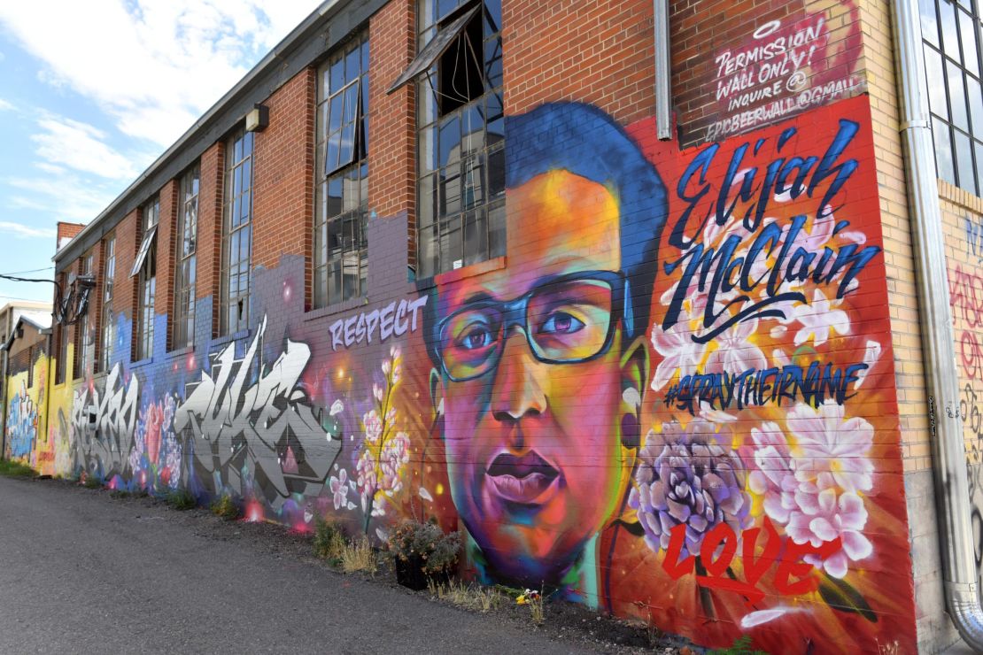 A mural of Elijah McClain, painted by Thomas "Detour" Evans, is seen on the back side of the Epic Brewing building in Denver, Colorado on June 25, 2020.