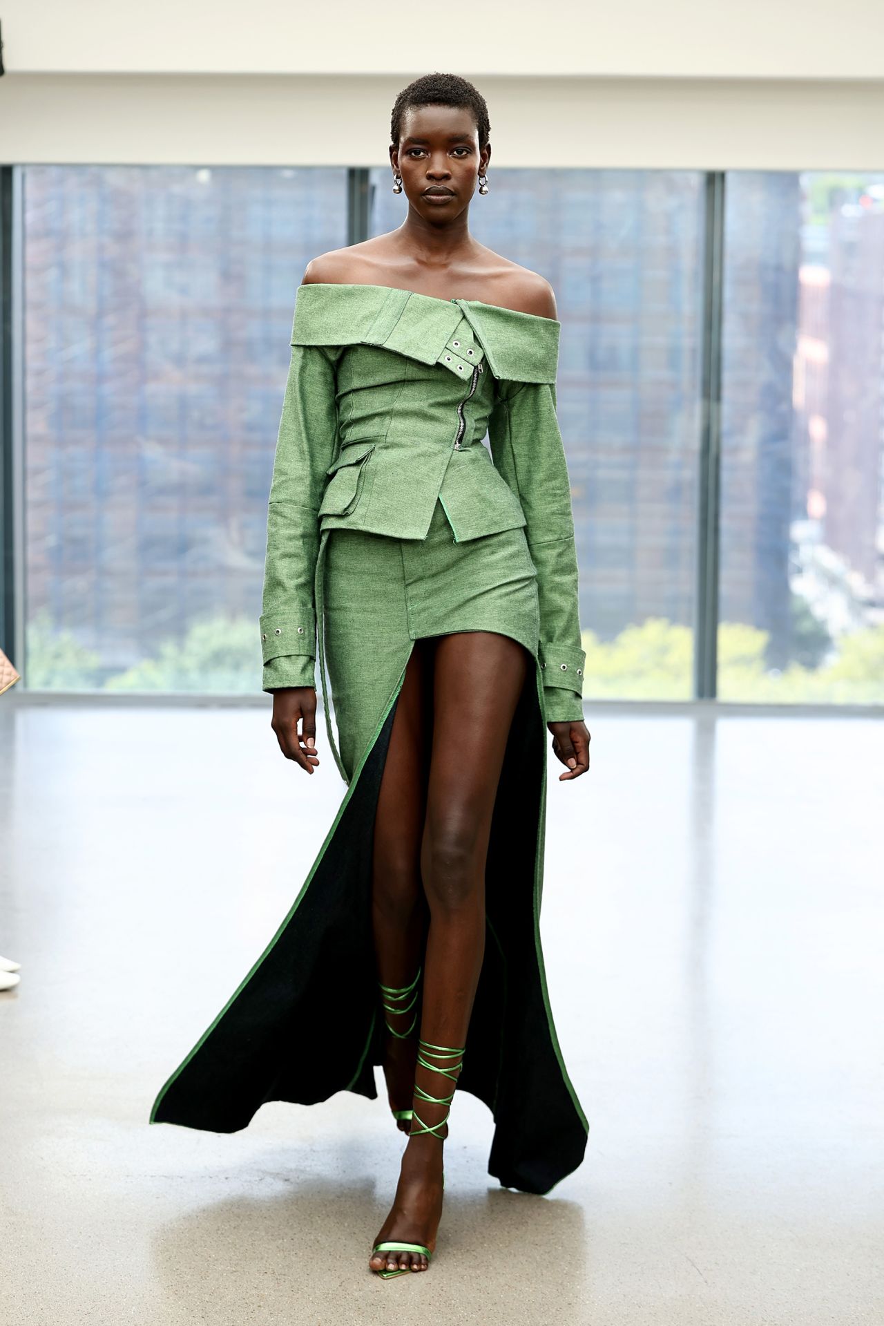 NEW YORK, NEW YORK - SEPTEMBER 12: A model walks the runway at the Bishme Cromartie fashion show during New York Fashion Week - September 2023: The Shows at Mezzanine at Spring Studios on September 12, 2023 in New York City. (Photo by Arturo Holmes/Getty Images for NYFW: The Shows )