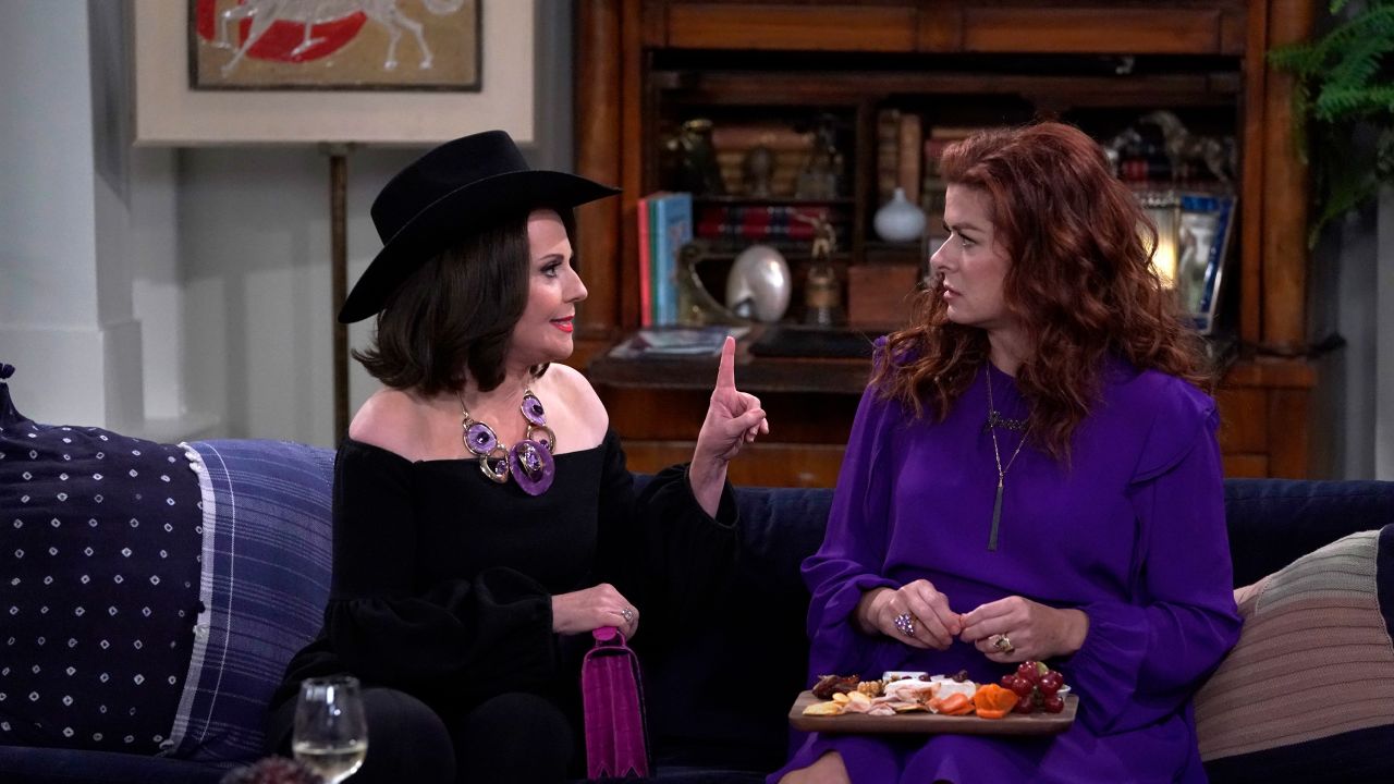 Megan Mullally as Karen Walker, Debra Messing as Grace Adler in "Will & Grace."