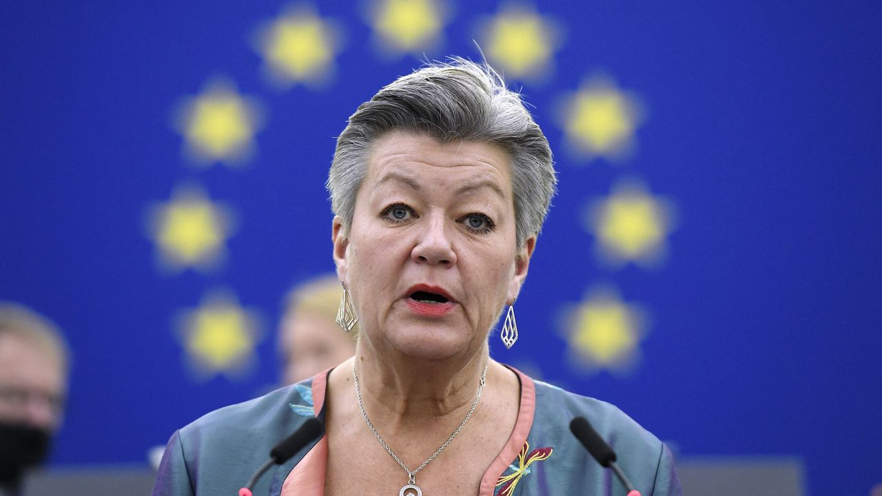 The European Commissioner for Home Affairs Ylva Johansson, pictured on April 5, 2022, has urged Poland to provide clarity over reports it is allegedly involved in an illegal cash-for-visas scheme.