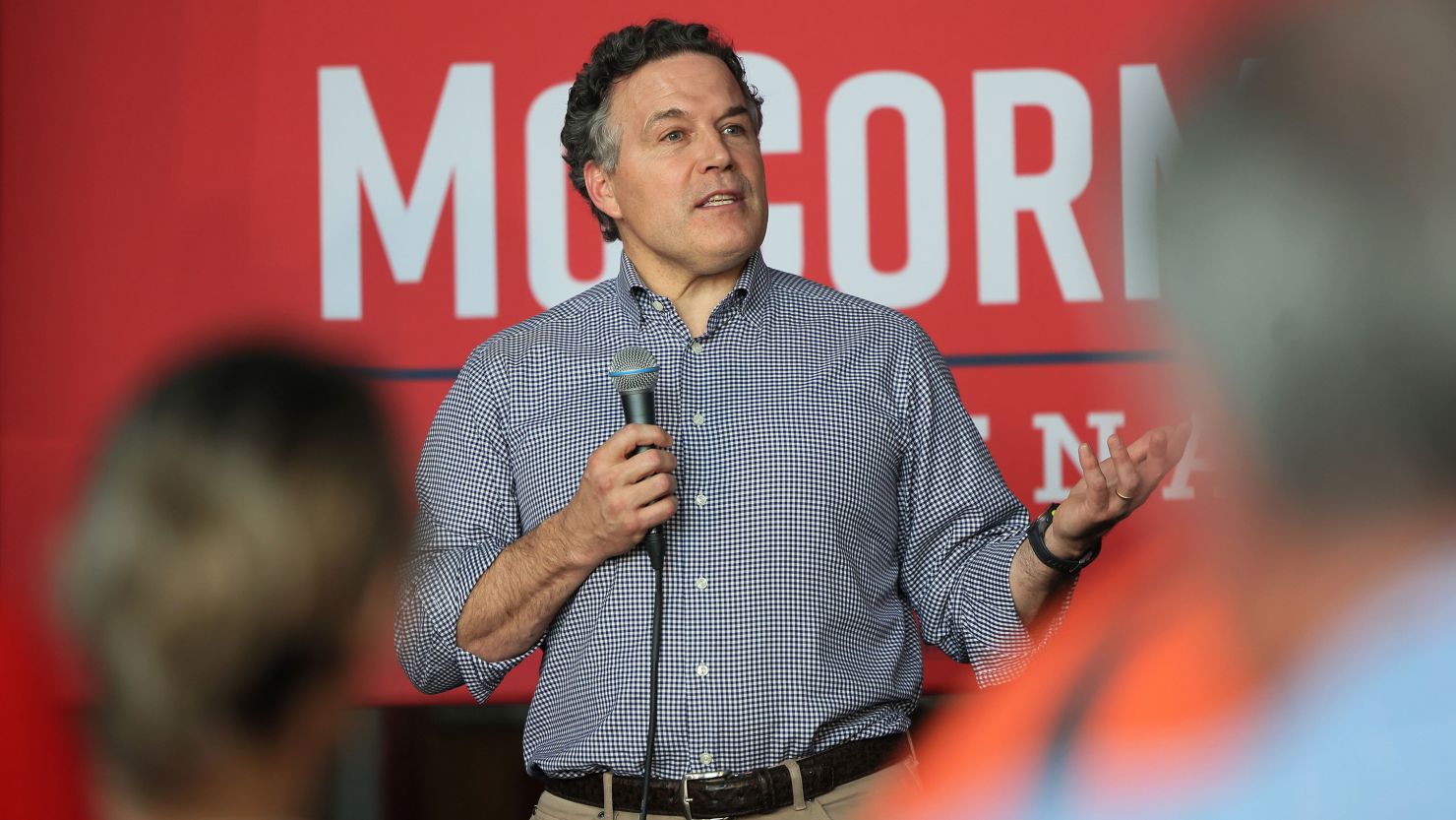 Dave McCormick, as a candidate for Senate last year, speaks during a rally in Bloomsburg, Pennsylvania, on May 16, 2022. 