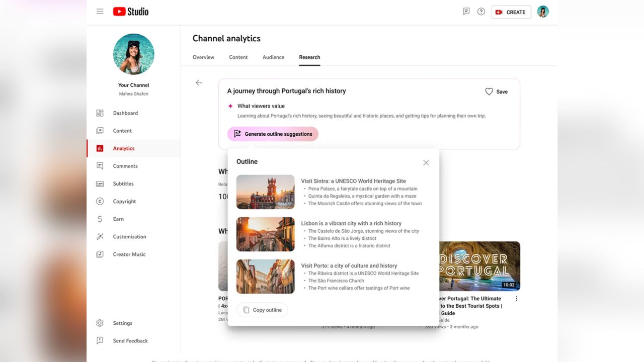 AI-powered tools in YouTube Studio.