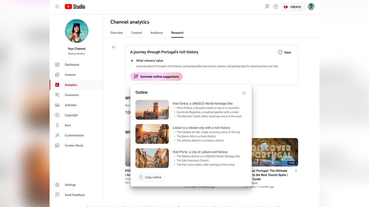 AI-powered tools in YouTube Studio. 