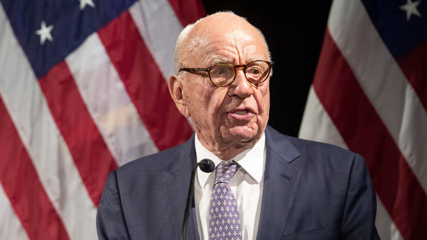 FILE - Rupert Murdoch introduces Secretary of State Mike Pompeo during the Herman Kahn Award Gala, in New York, Oct. 30, 2018. The media magnate is stepping down as chairman of News Corp. and Fox Corp., the companies that he built into forces over the last 50 years. He will become chairman emeritus of both corporations, the company announced on Thursday. His son, Lachlan, will control both companies. (AP Photo/Mary Altaffer, File)
