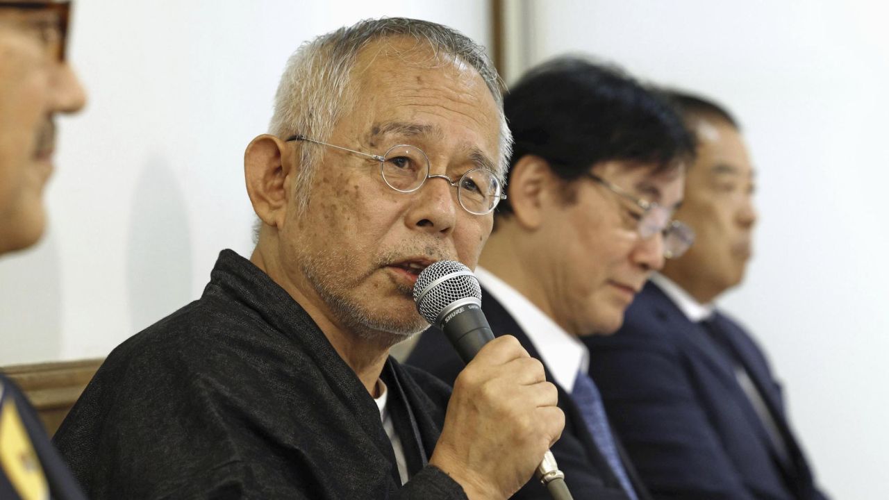 Studio Ghibli President Toshio Suzuki holds a press conference in Tokyo on Sept 21, 2023, after signing a deal with Nippon TV.