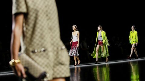 Models present creations at the Gucci Spring/Summer 2024 fashion show during Milan Fashion Week in Milan, Italy, September 22, 2023. REUTERS/Alessandro Garofalo