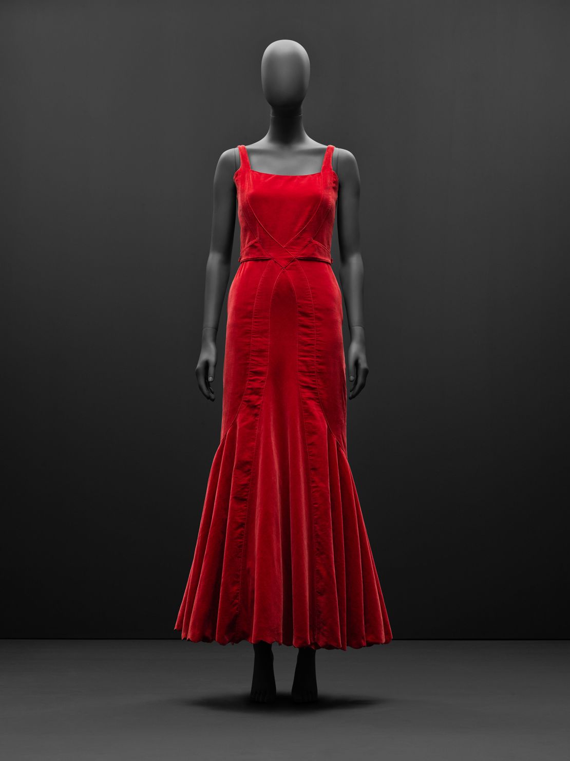 While Chanel made the little black dress famous, her work was incredibly diverse — like this red piece, dating from 1932.