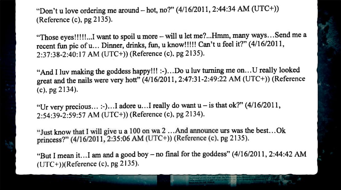 Text messages sent by Glenn Sulmasy to Coast Guard cadet in 2011.