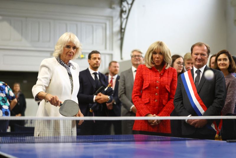Watch Queen Camilla play table tennis with Brigitte Macron CNN
