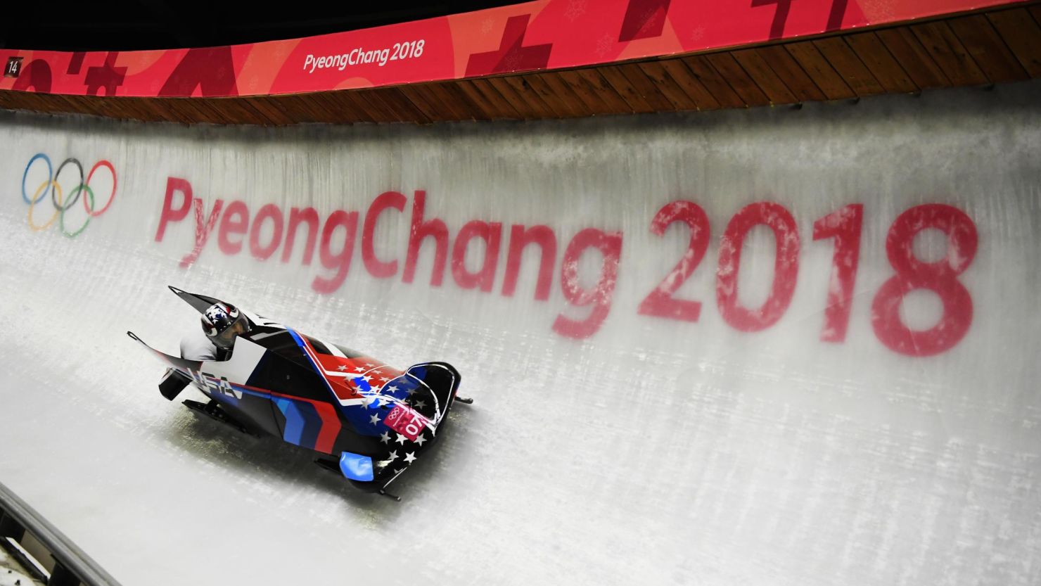 Jamie Greubel Poser and Aja Evans of the United States slide during the Women's Bobsleigh heats on day twelve of the PyeongChang 2018 Winter Olympic Games in Pyeongchang-gun, South Korea.