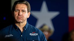 EAGLE PASS, TEXAS - JUNE 26: Republican presidential candidate, Florida Gov. Ron DeSantis listens to a question during a campaign rally on June 26, 2023 in Eagle Pass, Texas. Gov. DeSantis engaged residents and voters while speaking on border security at the event. (Photo by Brandon Bell/Getty Images)
