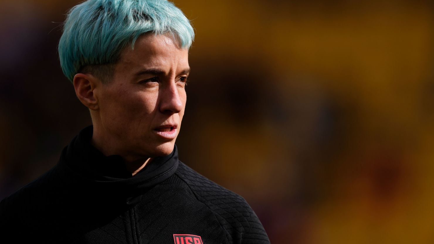 Megan Rapinoe of USA and OL Reign during the warm-up before the FIFA Women's World Cup Australia in July 2023.