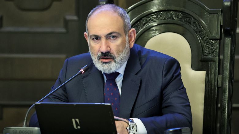 Armenian Prime Minister Nikol Pashinyan leads a cabinet meeting in Yerevan, Armenia, September 22, 2023.