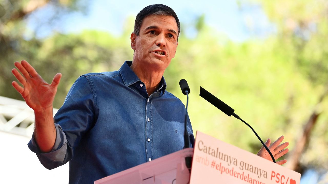 Spanish acting Prime Minister Pedro Sanchez, pictured, could stay in office if he wins the support of exiled former Catalonia leader Carles Puigdemont. 