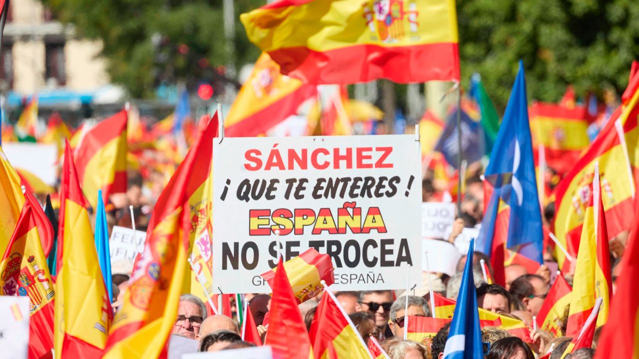 Thousands of Spaniards took to the streets of Madrid Sunday. 