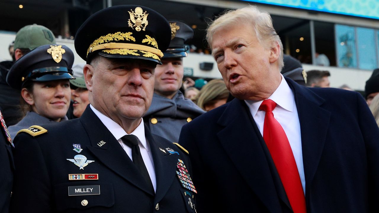 President Donald Trump and Gen. Mark Milley at the Army-Navy football game in December 2018.