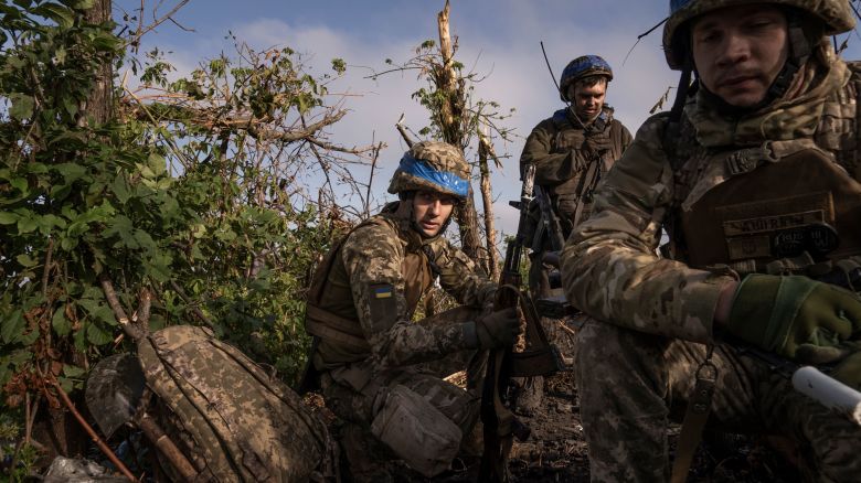 Ukrainian servicemen from the 3rd Assault Brigade at frontline positions near Andriivka, Donetsk region, Ukraine, Saturday, Sept. 16, 2023. Ukrainian brigade's two-month battle to fight its way through a charred forest shows the challenges of the country's counteroffensive in the east and south. (AP Photo/Mstyslav Chernov)
