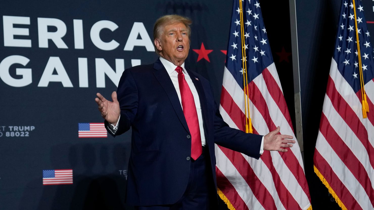 Former President Donald Trump speaks at a rally in Dubuque, Iowa, on September 20, 2023. 