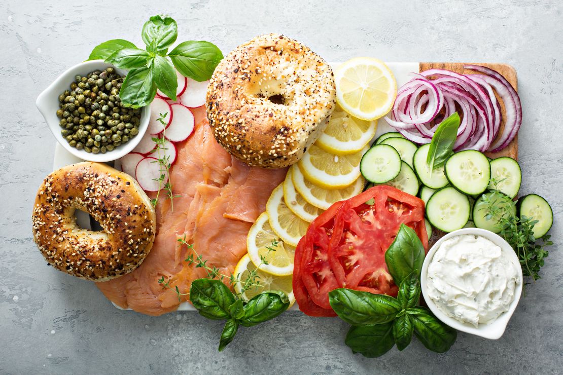 A bagels and lox platter.