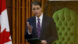  Канадският председател на Камарата на общините Антъни Рота говори на Парламентския хълм в Отава, Онтарио, Канада на 22 ноември 2021 г. 