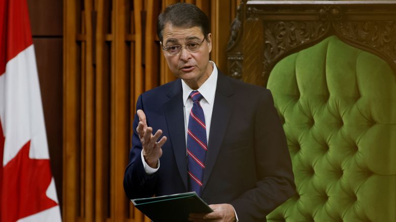 Canadian Speaker of the House of Commons Anthony Rota speaks on Parliament Hill in Ottawa, Ontario, Canada on November 22, 2021. 