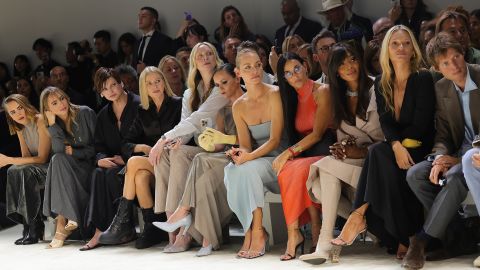 MILAN, ITALY - SEPTEMBER 20: Linda Evangelista, Naomi Watts, Gwendoline Christie, Christina Ricci, Amber Valletta, Demi Moore, Naomi Campbell, Kate Moss and Nikolai von Bismarck  attend the Fendi Spring Summer 2024 fashion show on September 20, 2023 in Milan, Italy. (Photo by Jacopo M. Raule/Getty Images for Fendi)