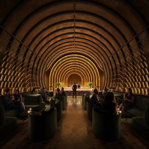 <strong>Cheers:</strong> The tunnels were once home to London's deepest licensed bar. Here's how it could look if the London Tunnels project goes ahead. 
