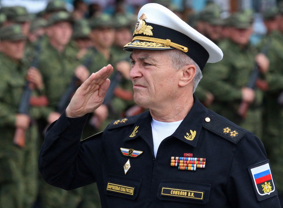 Commander of the Russian Black Sea Fleet Vice-Admiral Viktor Sokolov during a send-off ceremony in Sevastopol, Crimea on September 27, 2022.