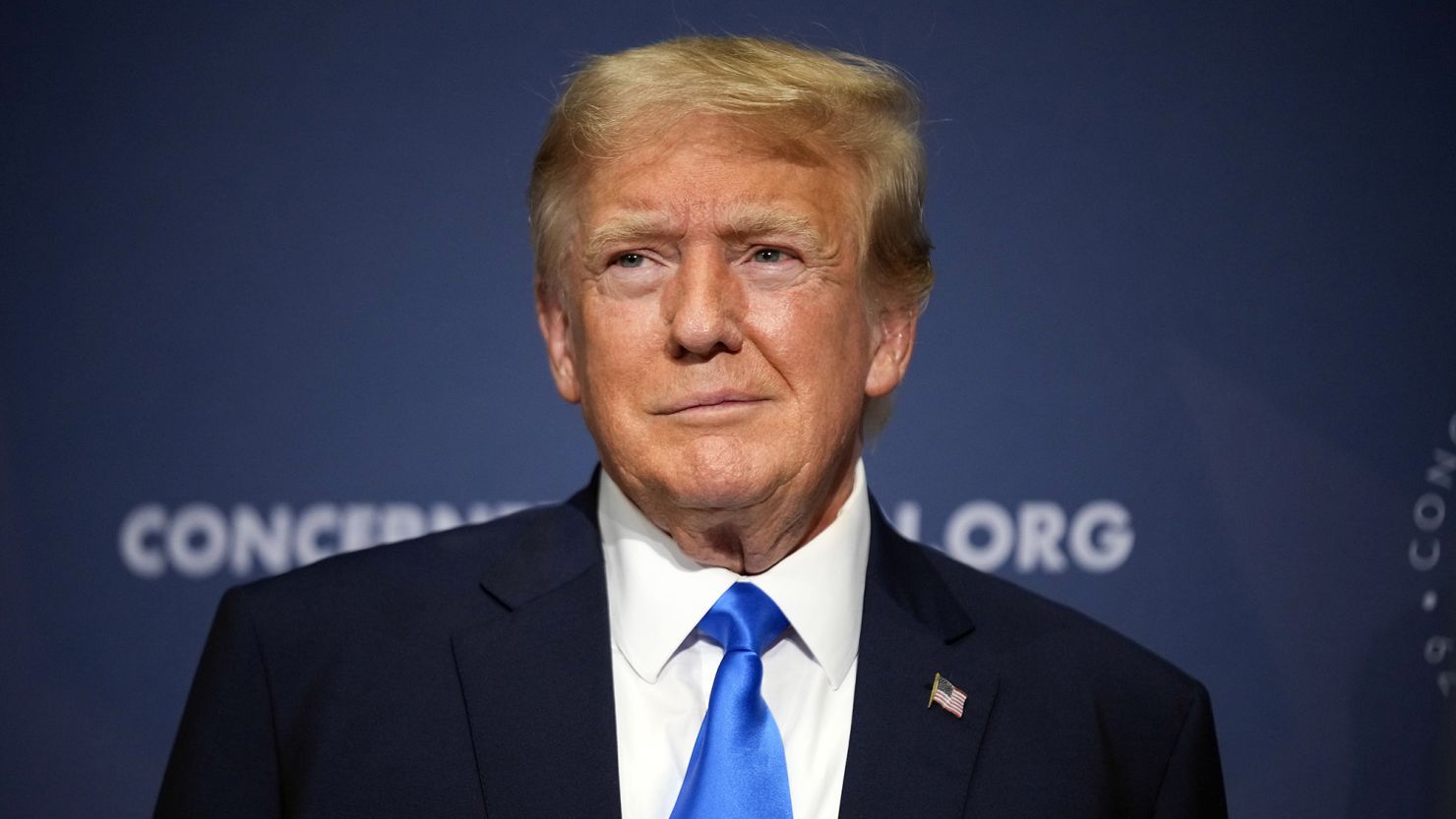 Former President Donald Trump stands on stage before speaking at a Concerned Women for America Summit at the Capitol Hilton, Friday, Sept. 15, 2023, in Washington.