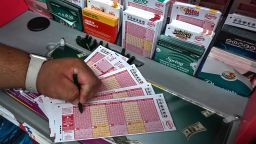Powerball lottery tickets are seen inside a store in Homestead, Florida on July 19, 2023.