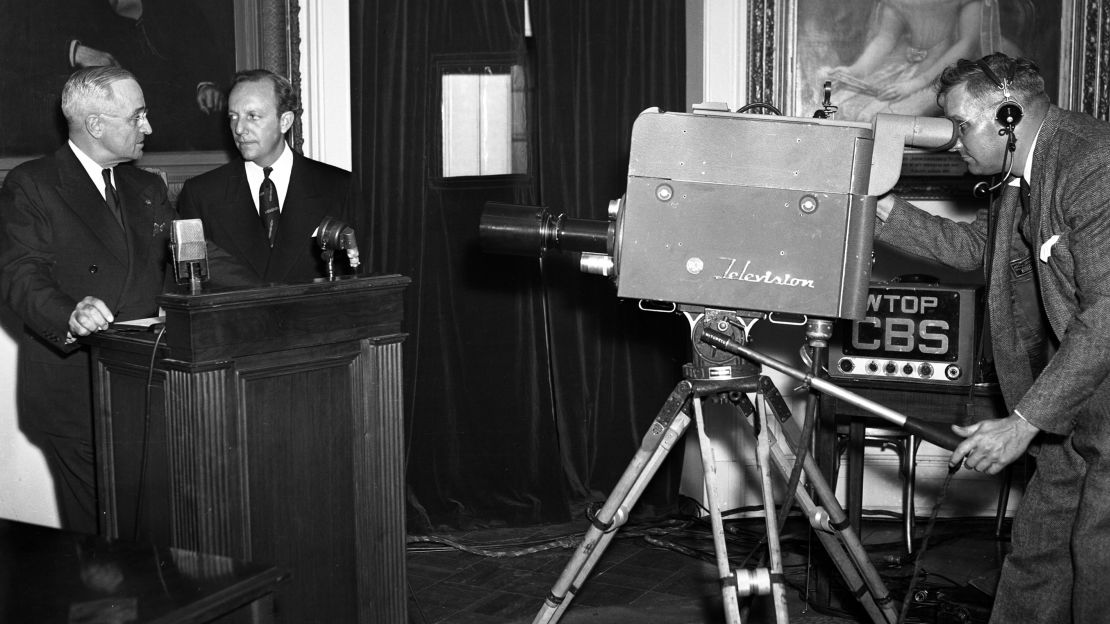 Truman, joined by Charles Luckman and L.A. McClelland, participated in a televised address to the American people to gain support for the new voluntary food conservation drive.