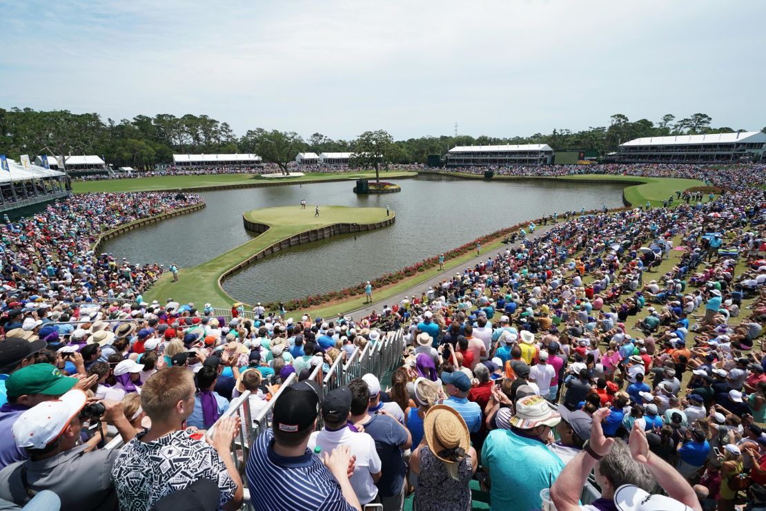 PONTE VEDRA BEACH, FL - MAY 12:  Tiger Woods of the United States walks on the 17th green during the third round of THE PLAYERS Championship on the Stadium Course at TPC Sawgrass on May 12, 2018 in Ponte Vedra Beach, Florida.  (Photo by Richard Heathcote/Getty Images)