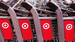 A Target logo is seen on shopping carts at a Target store in Manhattan, New York City, U.S., November 22, 2021. 