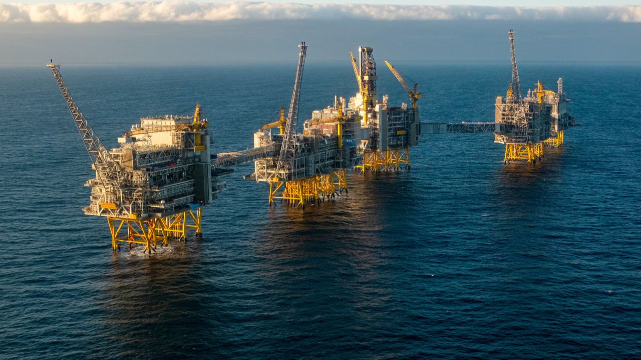 An Equinor offshore oil drilling platform in the North Sea, on Monday, Feb. 13, 2023. The UK government has just given Equinor the green light to develop a huge oil and gas field near Shetland in Scotland. 