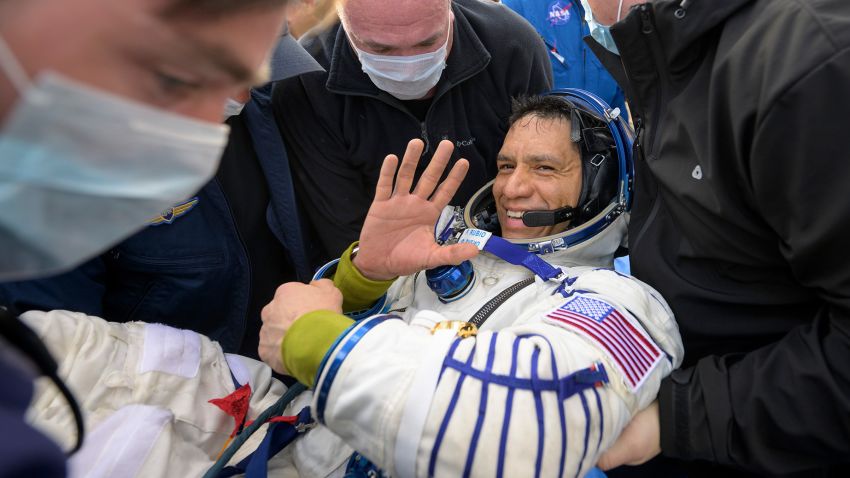 Expedition 69 NASA astronaut Frank Rubio is helped out of the Soyuz MS-23 spacecraft just minutes after he Roscosmos cosmonauts Sergey Prokopyev and Dmitri Petelin, landed in a remote area near the town of Zhezkazgan, Kazakhstan on Wednesday, Sept. 27, 2023. The trio are returning to Earth after logging 371 days in space as members of Expeditions 68-69 aboard the International Space Station. For Rubio, his mission is the longest single spaceflight by a U.S. astronaut in history. Photo Credit: (NASA/Bill Ingalls)