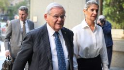 U.S. Senator Robert Menendez, Democrat of New Jersey, and his wife Nadine Menendez arrive at Federal Court for a hearing on bribery charges in connection with an alleged corrupt relationship with three New Jersey businessmen, in New York City, U.S., September 27, 2023. 
